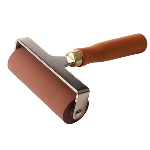 HXBYX Brayer Floor Roller Vinylroller Gummiroller Kleber Laminat Roller, Anti-Rutsch-Band Bauwerkzeuge für Boot Bodenbelag installieren, Boot Decking Marine Teppich Presse, 4.3× 6, Braun