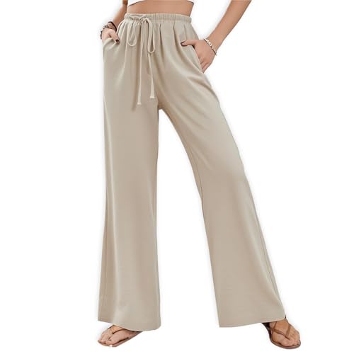 newhsy Sommerhosen Damen Leicht Und Luftig - Damen Sommer Plissee Hose Damen - Damen Lang Leichte Sommerhose Damen Somme...