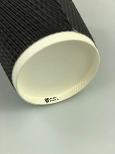 We Can Source It Ltd – 500 Sets of 12oz Insulated Black Paper Coffee Cups with Lids, Disposable Hot Beverage Cup for Coffee, Tea - Leak-Proof Disposable Coffee Cups for Home, Office and Cafes