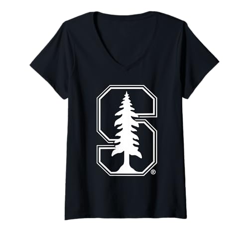 Womens Stanford Cardinal Two Tone Black Officially Licensed V-Neck T-Shirt