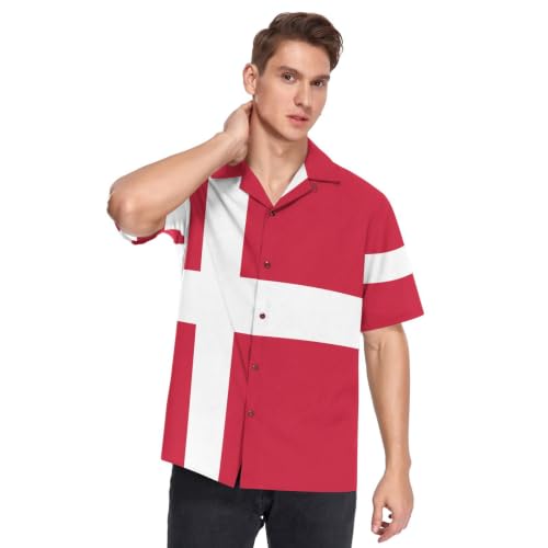 Chemise hawaïenne Danemark GuoChe imprimé drapeau à boutons - 5