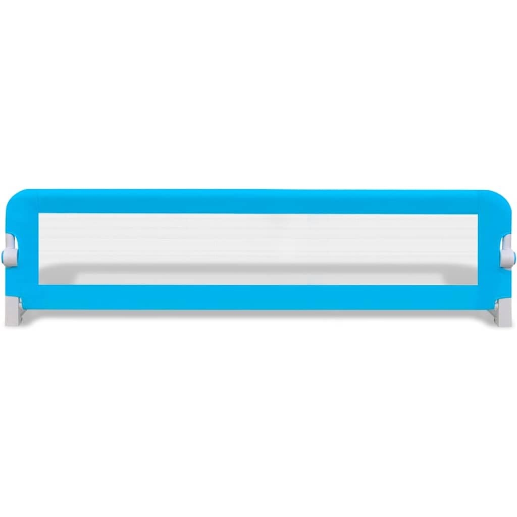 Barrera de seguridad para niños pequeños, 150 x 42 cm, color azul, plegable con acolchado, barrera de protección para la cama para bebé, barrera de cama infantil con rejilla lateral