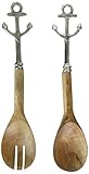 Mud Pie Anchor Nautical Salad Serving Utensils, One Size, Brown/Silver