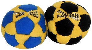 DIRTBAG PT Pro Footbag 2 Pack, Flying Clipper Original Design, Steel Pellet Filled for Maximum Control Handsewn 32 Panel Construction - Yellow/Blue Combo