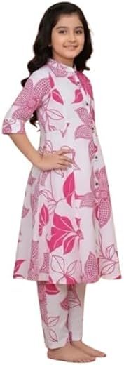 VDKART Girl’s Silk Kurta pant and dupatta set Calf Length Zari work Outfit 3 Piece Salwar Suit Set for girls