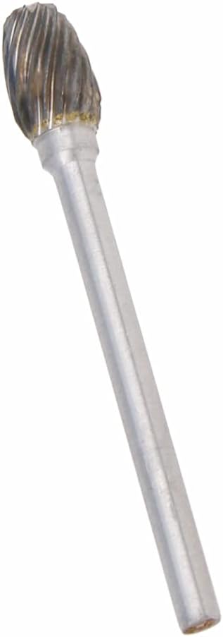 Auniwaig Tungsten Carbide Rotary Burr 3mm / 1/8" Shank, 6mm Head Size Single Cut Oval Carving Burr Bits, for Woodworking, Drilling, Metal Carving, Engraving, Polishing