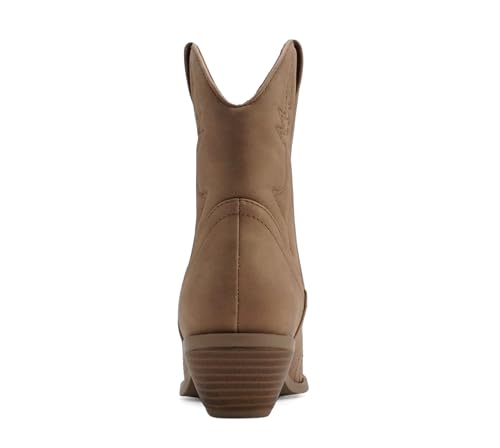 Image of Soda Women Cowgirl Cowboy Western Stitched Ankle Boots Pointed Toe Short Booties Rigging-S (Wide Fit Available)