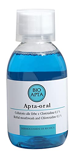 Bioapta Apta-oral blu - Collutorio CLOREXIDINA 0,1% 200 ml Antibatterico e Lenitivo Senza Alcol per Adulti