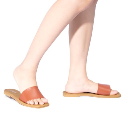 Image of FITORY Womens Slide Sandals Dressy Flat Comfortable Slippers for Summer