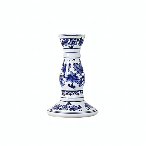 Kaolirra 6 Inch Blue and White Candle Holder