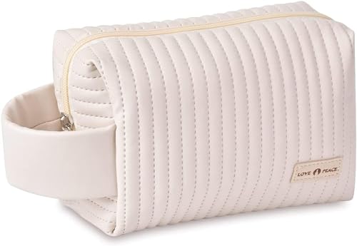 Image of APOPHIS Travel Makeup Pouch Toiletry Bag Cosmetic Organizer Bag for Women and Girls Toiletry Storage Kit (White MINI)