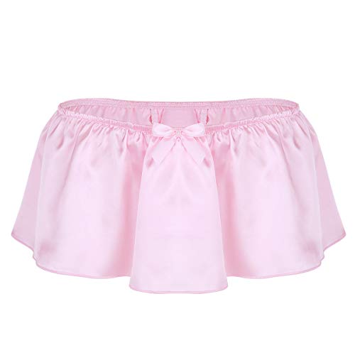 Alvivi Men's Satin Ruffled Crossdresser Panties Mini Skirted Sissy Floral Lace Jockstrap Underwear