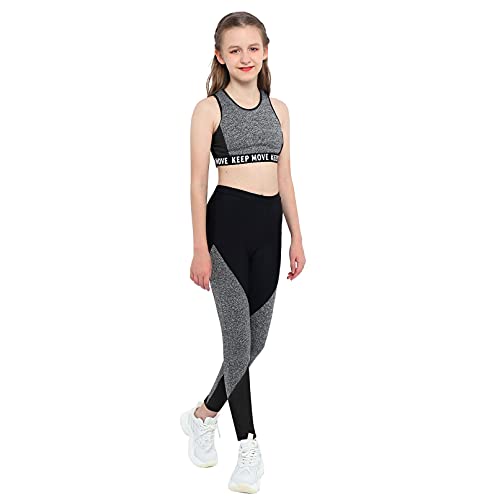 Moily Girls Two Piece Athletic Outfit Sleeveless Tank Top with Leggings for Gymnastics/Dance/Sports2
