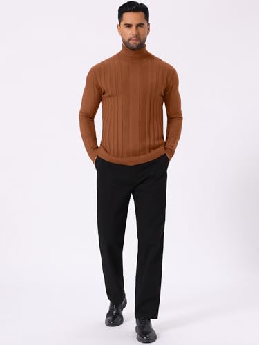 Men's Turtleneck Sweaters Solid Color Turtle Neck Warm Knitted Pullover Sweaters2
