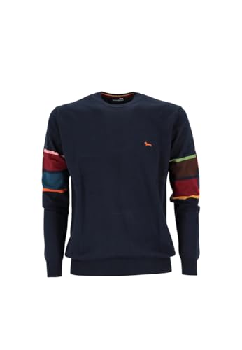 Harmont & Blaine Suéter De Cuello Redondo Mangas Color Bloque HRM663030788, azul oscuro, M