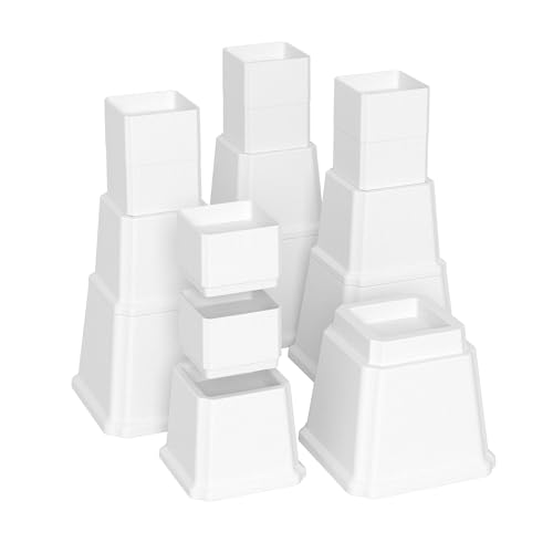 Napnapday 12 Inch Bed Risers 4 Pack Adjustable Furniture Risers White