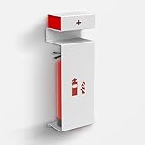 Feuerlöscher Abdeckung Weiß mit Verbandskastenhalterung aus Stahl Fire & Care – Moderne Erste-Hilfe- & Brandschutzlösung