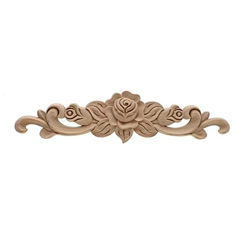 DUNRU Wood Carved Mouldings 1pcs The Unpainted Wood Carving Stamp Applique Decorative Crafts Furniture Closet Door Frame Onlays And Appliques (Color : 60cmX16cm) Cover