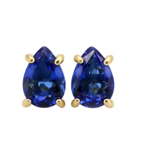Boucles d'oreilles saphir poire argent 925 plaqué or femme LKSTD_0332