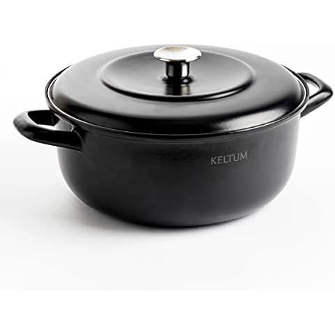 Keltum 5.3QT Enameled Dutch Oven, Black Cover
