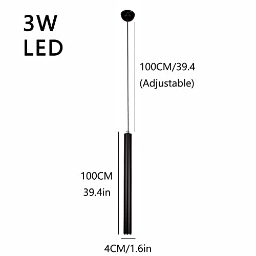 Luz Colgante Cilíndrica RAGGZZ de 3W LED negro, aluminio tubular para iluminación de comedor 2