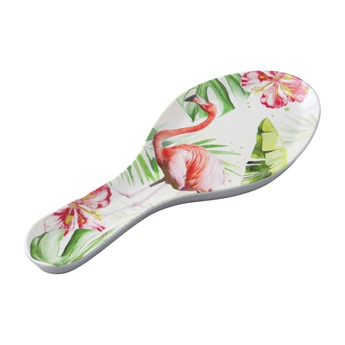 Supreme Housewares Flamingo Melamine Spoon Rest, 9.625 Inch, Multicolor