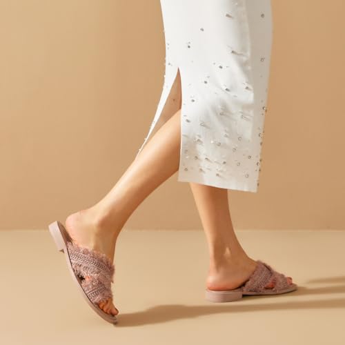 Image of BEAU TODAY Flat Sandals for Women,Women's Leather Sandals with 2 Strap,Peep Toe Summer Strap Sandals for Women,Open Toe Buckle Comfortable Dress Sandals Shoes for Women