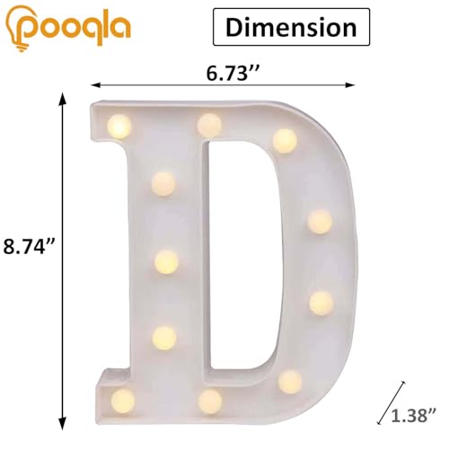 Image of Pooqla LED Marquee Letter Lights Sign, Light Up Alphabet Letter for Home Party Wedding Decoration D