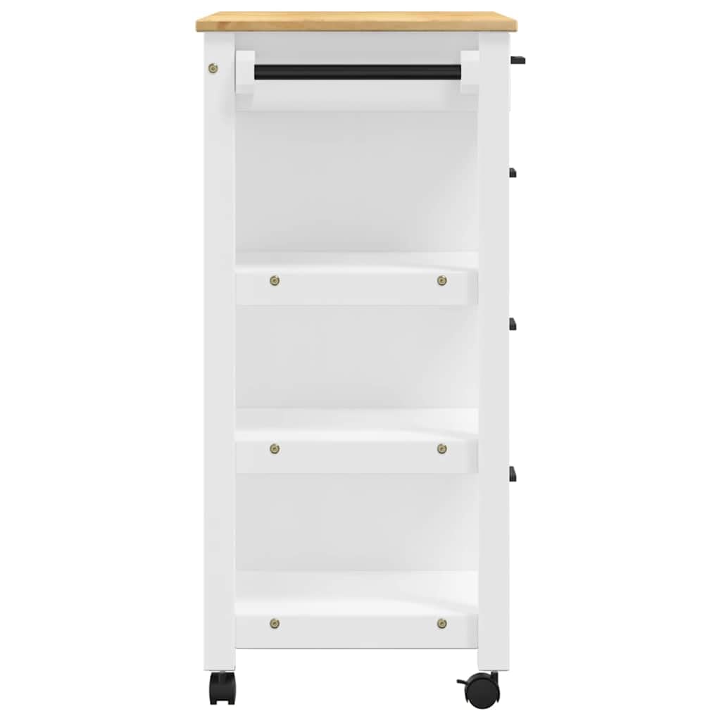 vidaXL Carrito de Cocina, Carro Organizador con Cajones Estantes, Carrito de Servicio Comida, Carro para Salón Baño Estudio, Madera Maciza de Pino