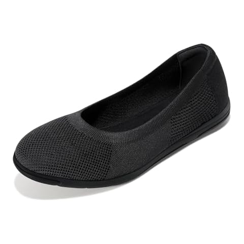 HEEZ Women's Ballet Flats, Slip On Shoes, Breathable Knit Dress Shoes with Pointed Toe for Ballerina Driving Walking, Flexible Anti-Slip TPR Outsole, Machine Washable, Size 9 Cover