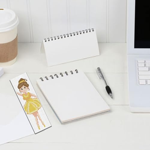 Image of FREEBLOSS 6 Set Cross Stitch Kits with Instructions - Cartoon Ballerina Pattern Punch Needle Kit for Beginners - Gift Bookmarks