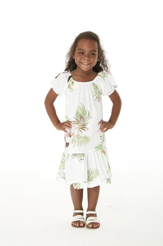 Girl Hawaiian Short Sleeve Simple Muumuu Ruffle Dress in Pineapple Garden4