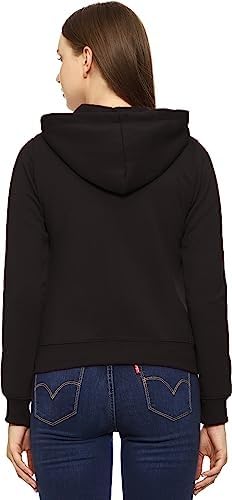 ROARERS Women POLYFLEECE Cotton Winter Full Sleeves Jacket Type Sweatshirt with Zipper for Women (L, Black) 1