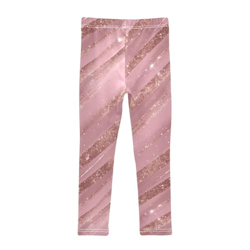 Girls Leggings Pink Stripes Pretty Kids Length Leggings Pants Toddler Athletic Soft Tights Trousers 4T2