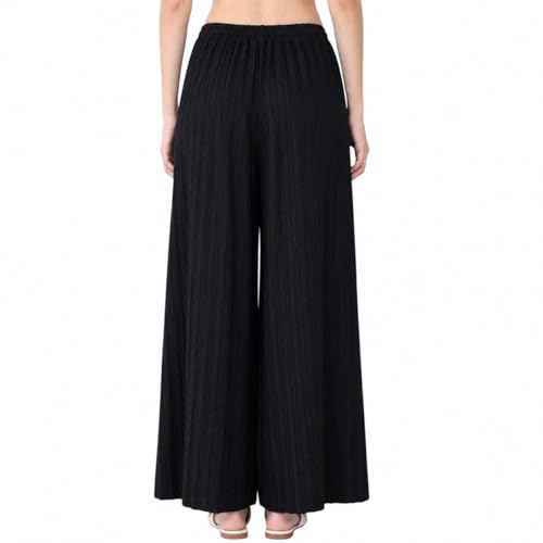 Image of Women Wide Leg Palazzo Pants Combo Pack of 2 |Trousers for Women | Loose Fit Textured Palazzo Pants for Women & Girls | Casual Lounge Travel Wear