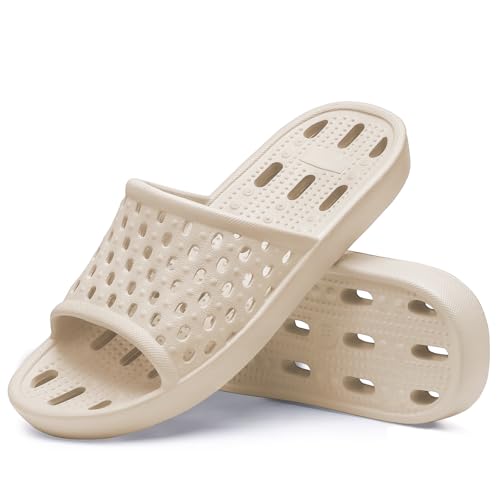 Image of Litfun Shower Shoes for Women Non-Slip Quick Dry Shower Slippers Lightweight Pool Sandals with Drain Holes for College Dorm, Beach, Bathroom & Gym