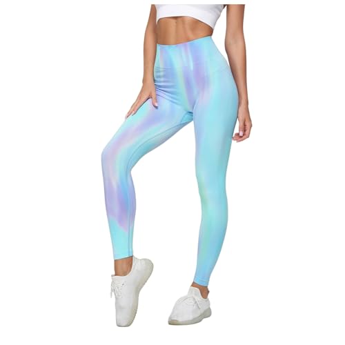 Generisch Yoga Deportes Color Cadera Elevación Mujeres Fitness Pantalones altos para Correr Yoga Pantalones, azul claro, M