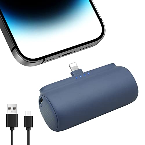 OHZHAO Small Portable Charger Power Bank 5500mAh Ultra-Compact Fast Charging Battery Pack Charger Compatible with iPhone 14/14 Pro Max/13/13 Pro Max/12/12 Pro Max/11/XR/X/8/7/6. (Blue)