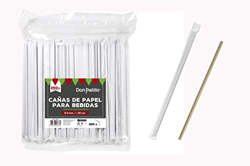 Miniatura 3 de Don Palillo - 250 Pajitas De Papel. Envueltas Individualmente. Papel Kraft. Biodegradables. 200 X 6mm
