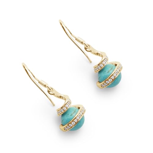 Boucles d'oreilles turquoise en argent sterling pour femme avec motif de crochet de poisson