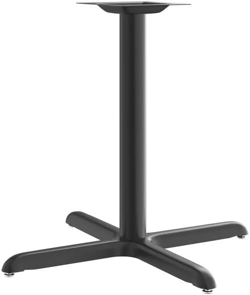 Stamped Steel Table Base, Black Powder-Coated Cross Base, 33x33 Inch, 3 Inch Column, Standard Height 28 Inch