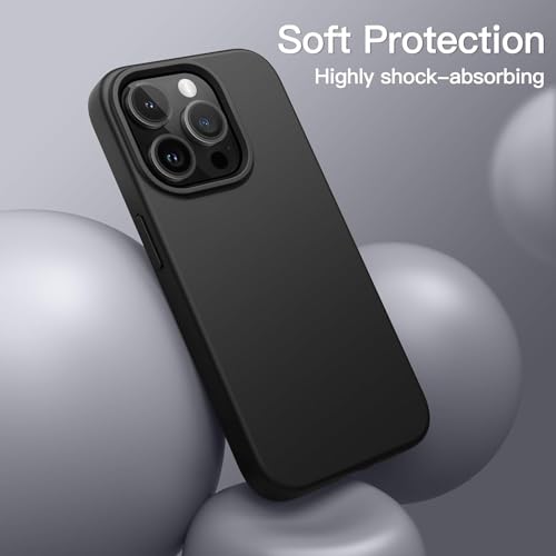 Image of DIZORO Compatible for iPhone 15 Pro Max Case 6.7, Slim Liquid Silicone Case 3 Layers Full Covered Soft Gel Rubber Phone Case Protective Cover 6.7 Inch - Black
