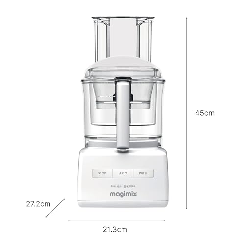 Magimix Robot de Cuisine Multifonction 5200 XL – Hachoir, Blender, Pétrin, Batteur – Accessoires Inclus – Idéal pour Famille – Moteur Professionnel Silencieux 3,6L - Fabriqué EN FRANCE - Blanc
