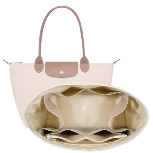 Image of DOSIBAG Waterproof Premium Nylon Purse Organizer Insert for Longchamp Le Pliage Tote Bag (Beige, Medium)