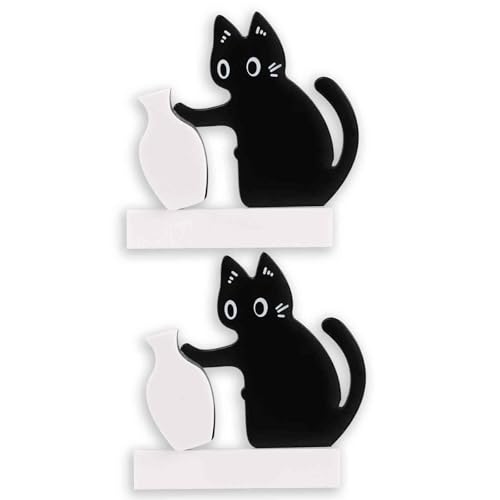 2 Pcs Cat Whisker Holder Cat Whisker Vase Cat Whisker Keepsake Magnet Magnet Acrylic Pet Memorial Decor Refrigerator Ornament Cats Lover Gift for Home and Kitchen (Black)