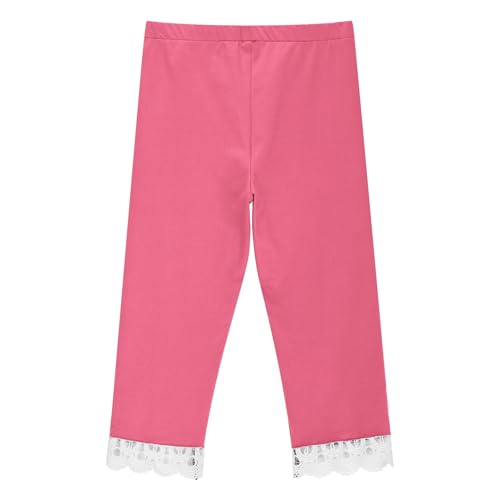 Girls Kids Cropped Leggings Bottoms Lace Stretchy Skinny High Waist Yoga Pants Solid Soft Summer Dance Sport Clothes2