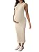 GORGLITTER Damen Umstandskleid Ärmellos Strickkleid Rundhals Midikleid Stretch Schwangerschaftskleid Bequem Freizeitkleid Sommer Outfit Aprikosenfarben S