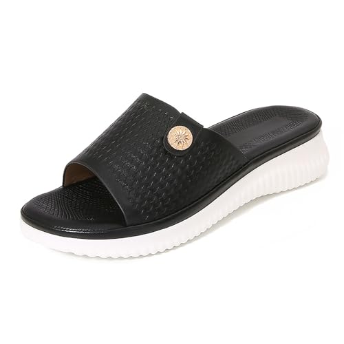 Women's Flat Sandals with Arch Support Lightweight Slip on Slides Non-slip Summer Beach Slipper