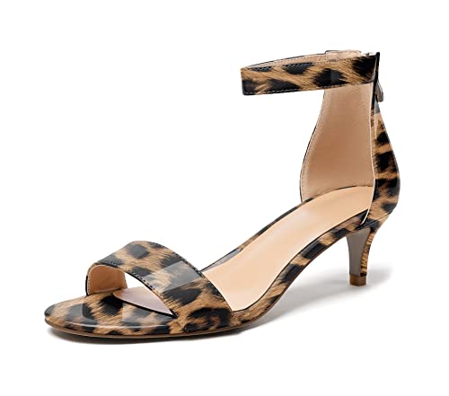 Soireelady Womens Low Heel Sandals Kitten Heel Open Toe Ankle Strip Glitter Rhinestones Summer Sandals for Bridesmaids Ladies 2 Inch