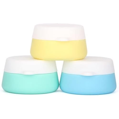 BlueSunshine Silicone Cosmetic Containers Cream Jar with Sealed Lids, 3 Pieces - Food Grade Silicone - BPA Free - Great for Travel, Home and Outdoor (10ml Cream Jars)